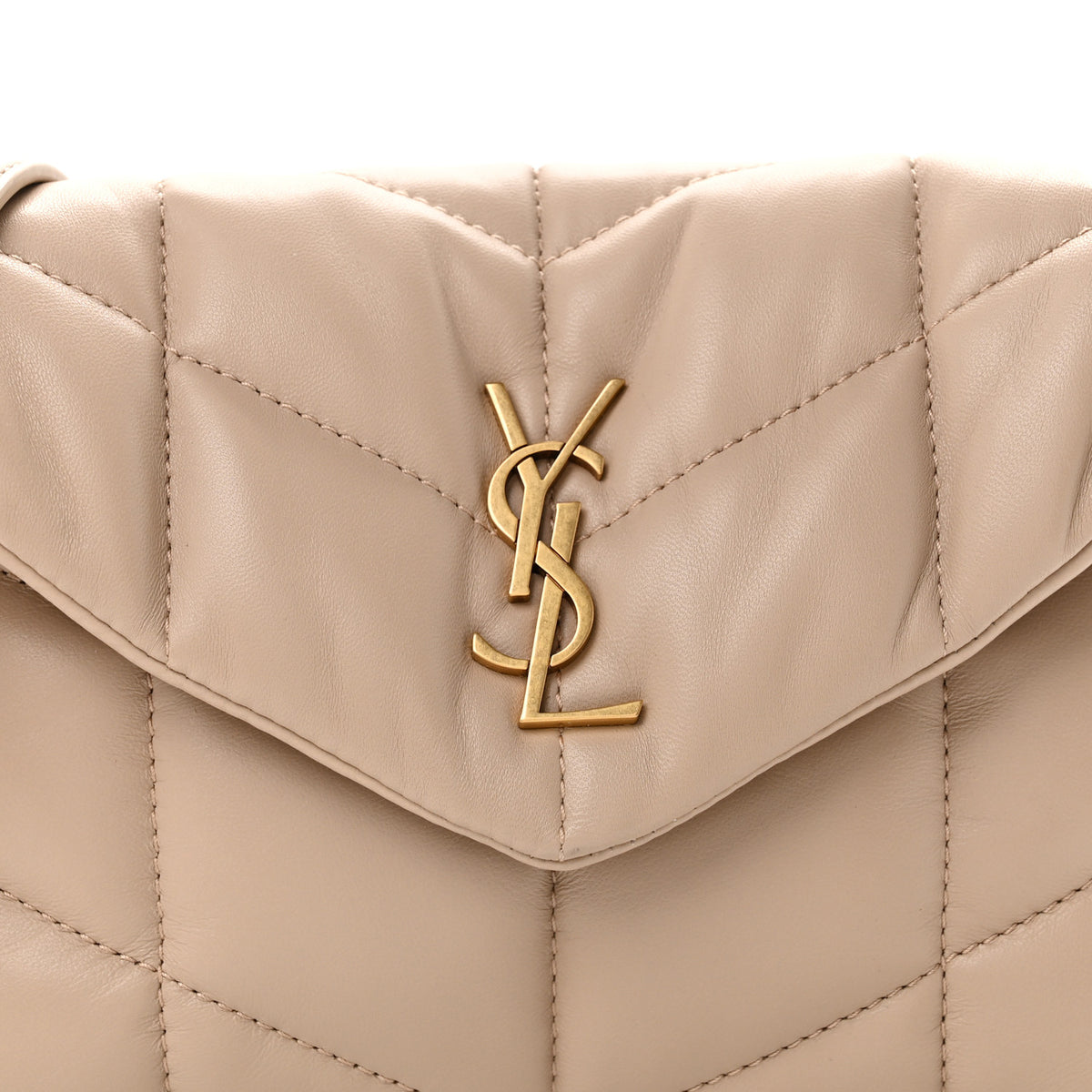 Lambskin Quilted Toy Loulou Puffer Monogram Chain Satchel Dark Beige