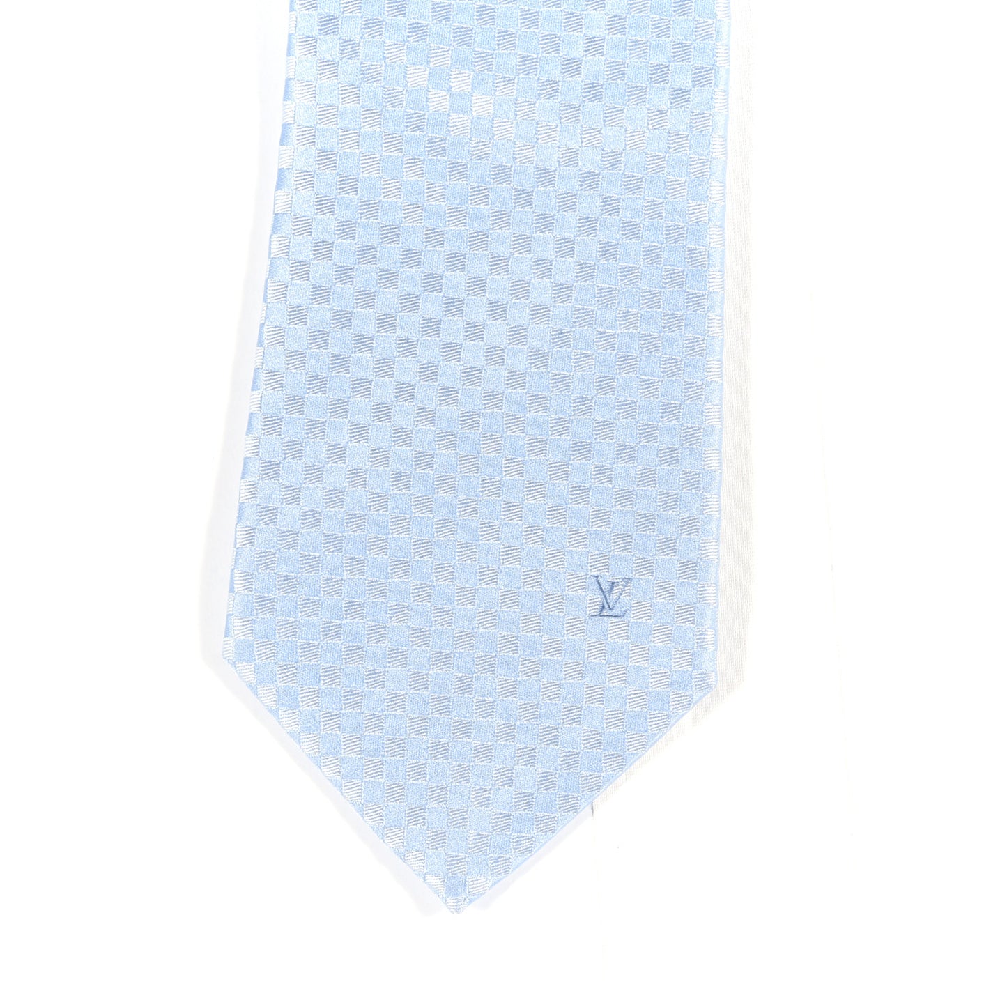 Silk Damier Classic Neck Tie Blue