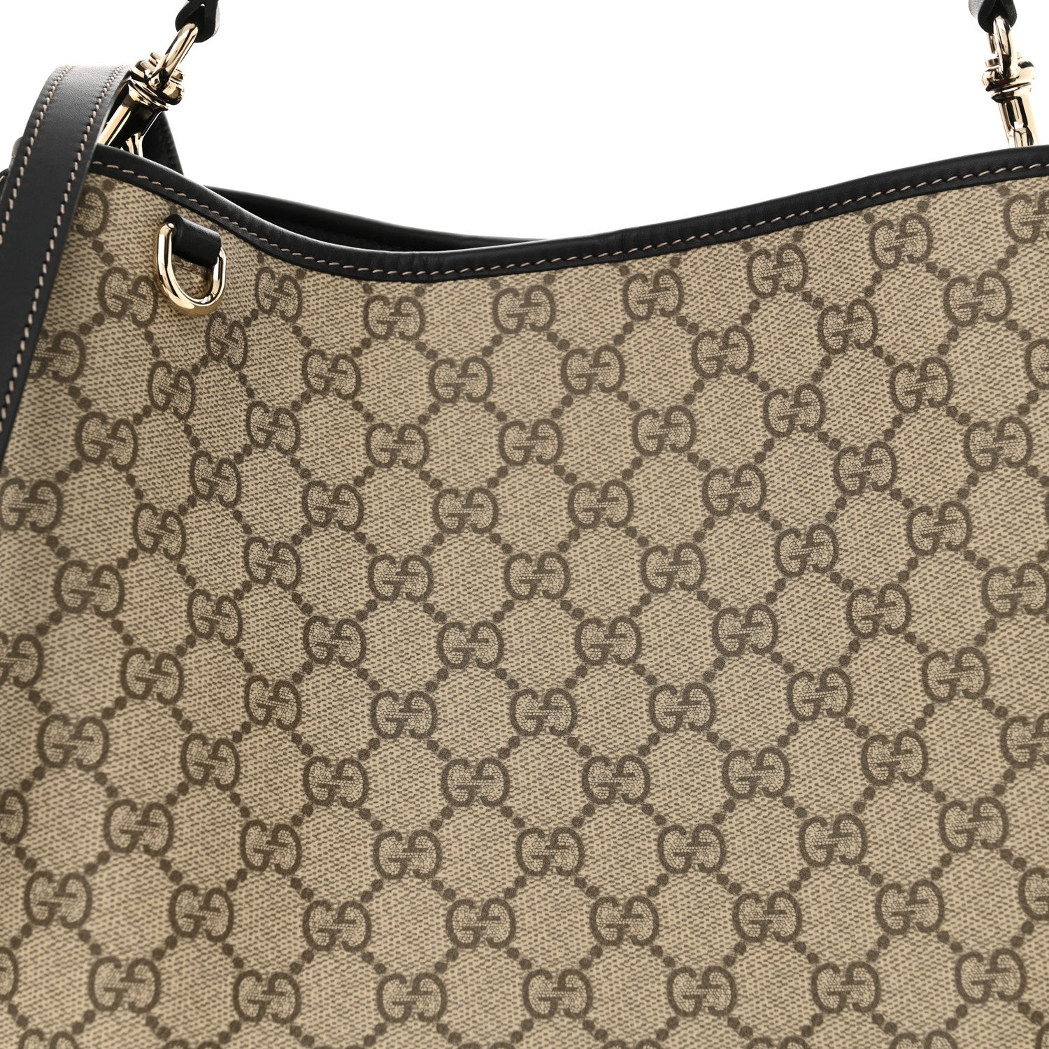 Gucci GG Supreme Monogram Medium Emblem Bucket Bag Beige Dark Brown Black 8 of 10