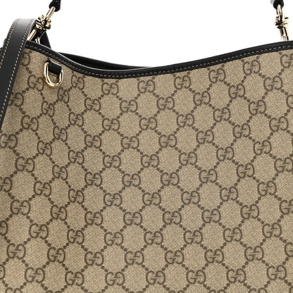 Gucci GG Supreme Monogram Medium Emblem Bucket Bag Beige Dark Brown Black 8 of 10