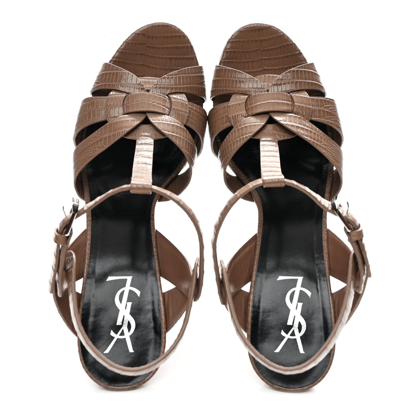Calfskin Embossed Crocodile Tribute 75 Platform Sandals 39.5 Beige