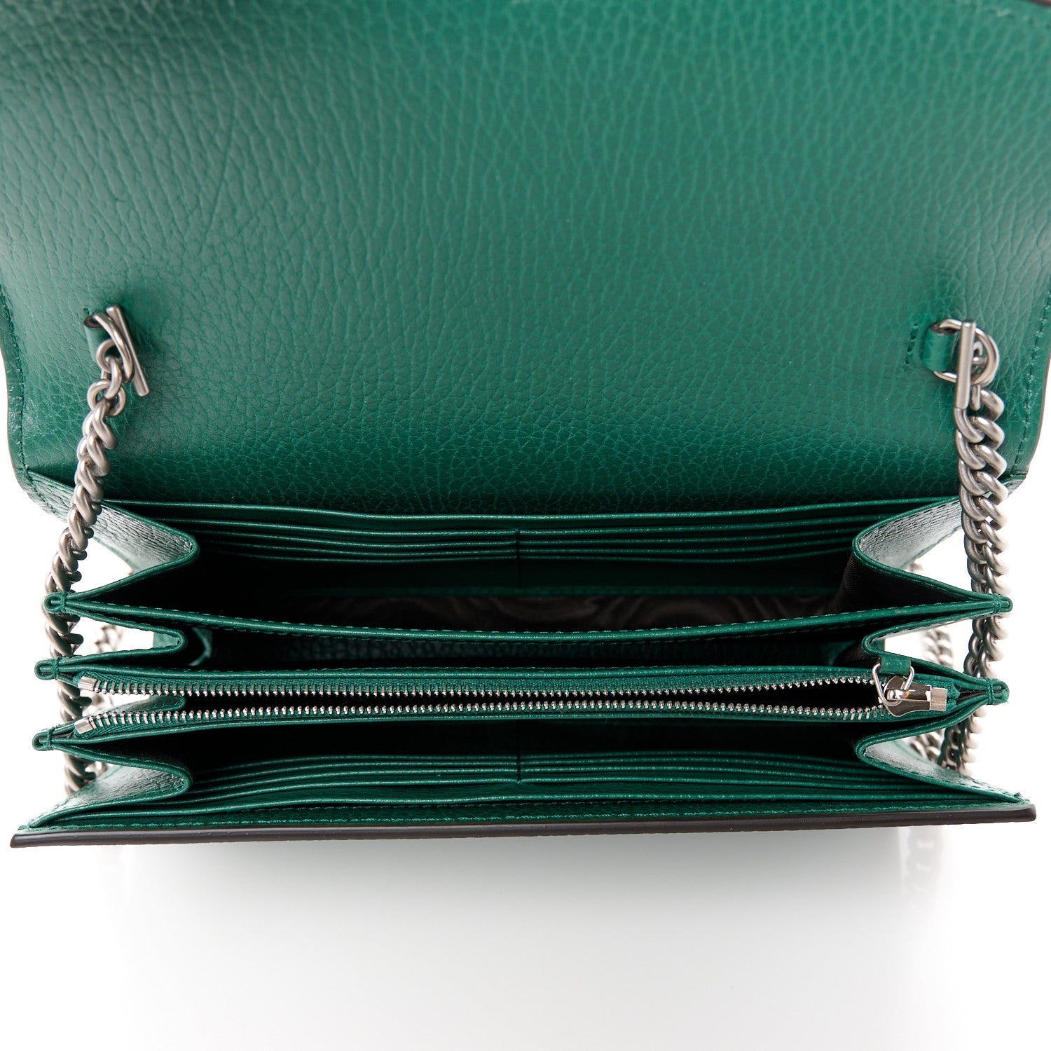 Gucci Calfskin Mini Dionysus Chain Wallet Emerald 5 of 11