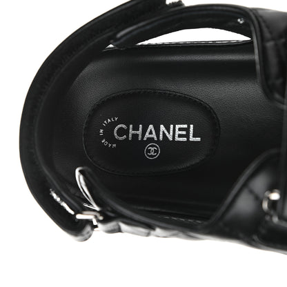 Chanel Lambskin Quilted Velcro Dad Sandals 40 So Black 7 of 8