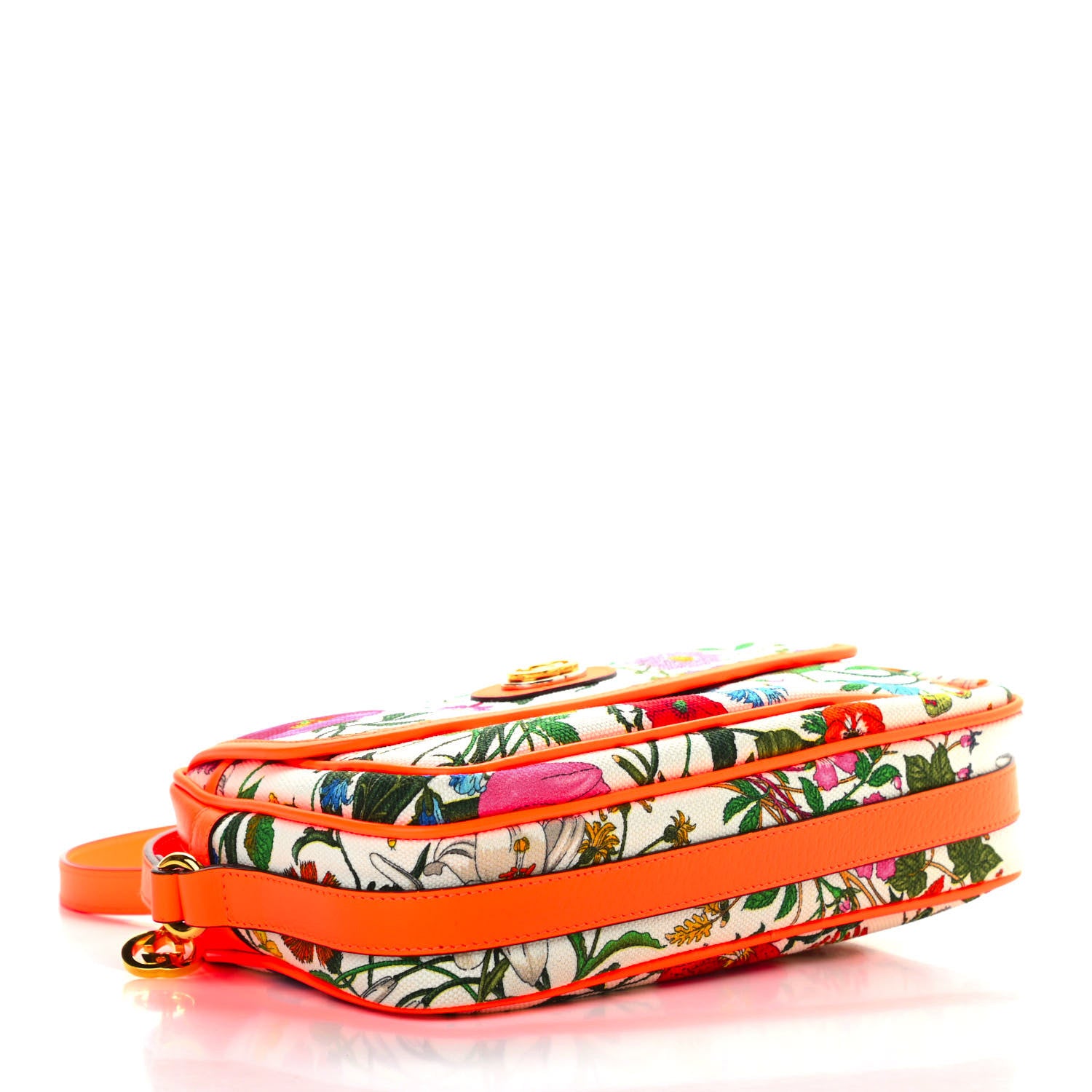 Gucci Canvas Flora Floral Shoulder Bag White Orange Fluo 4 of 10