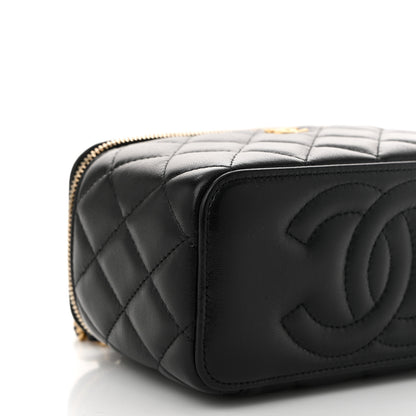 Chanel Lambskin Quilted Pearl Crush Small Vanity Case With Chain Black 9 of 11