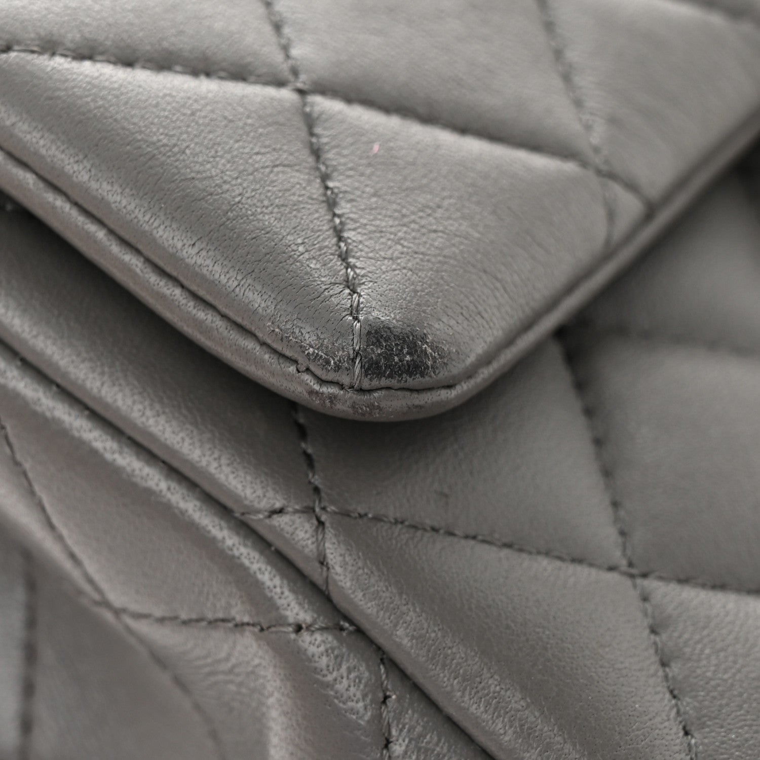Chanel Lambskin Quilted Mini Top Handle Rectangular Flap Dark Grey 14 of 15
