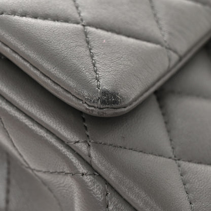 Chanel Lambskin Quilted Mini Top Handle Rectangular Flap Dark Grey 14 of 15