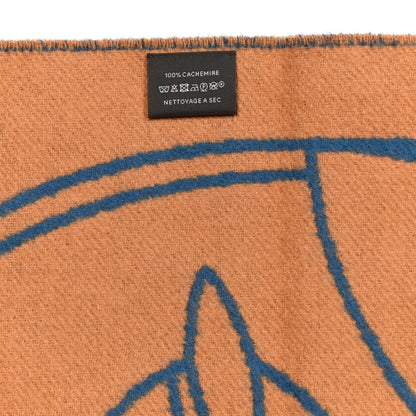 Hermes Cashmere Casaque Entrelacs Equestres Muffler Bleu Pilote Camel 4 of 5