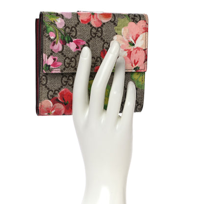 Gucci GG Supreme Monogram Blooms French Flap Wallet Beige Multicolor Dry Rose 2 of 12