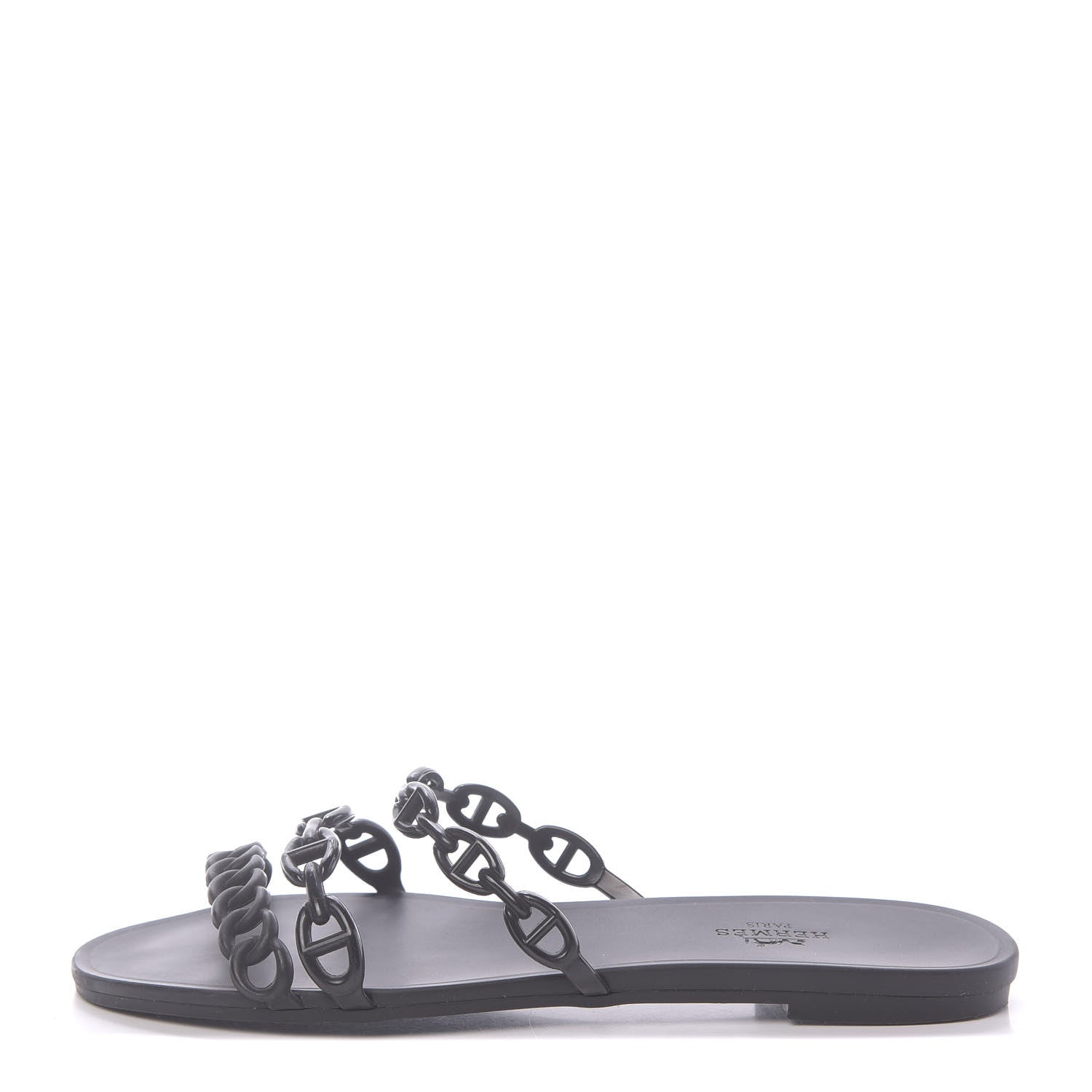 Hermes Rubber Chaine d'Ancre Rivage Sandals 38 Black 1 of 7