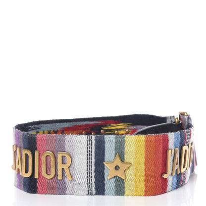 Christian Dior Canvas Embroidered Studded Rainbow J’Adior Shoulder Strap 2 of 4