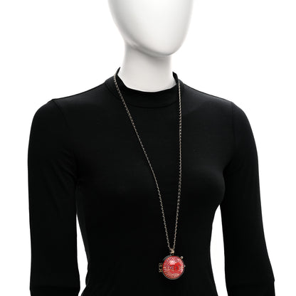 Chanel Resin Lambskin CC Ball Pendant Necklace Gold Pink 2 of 5