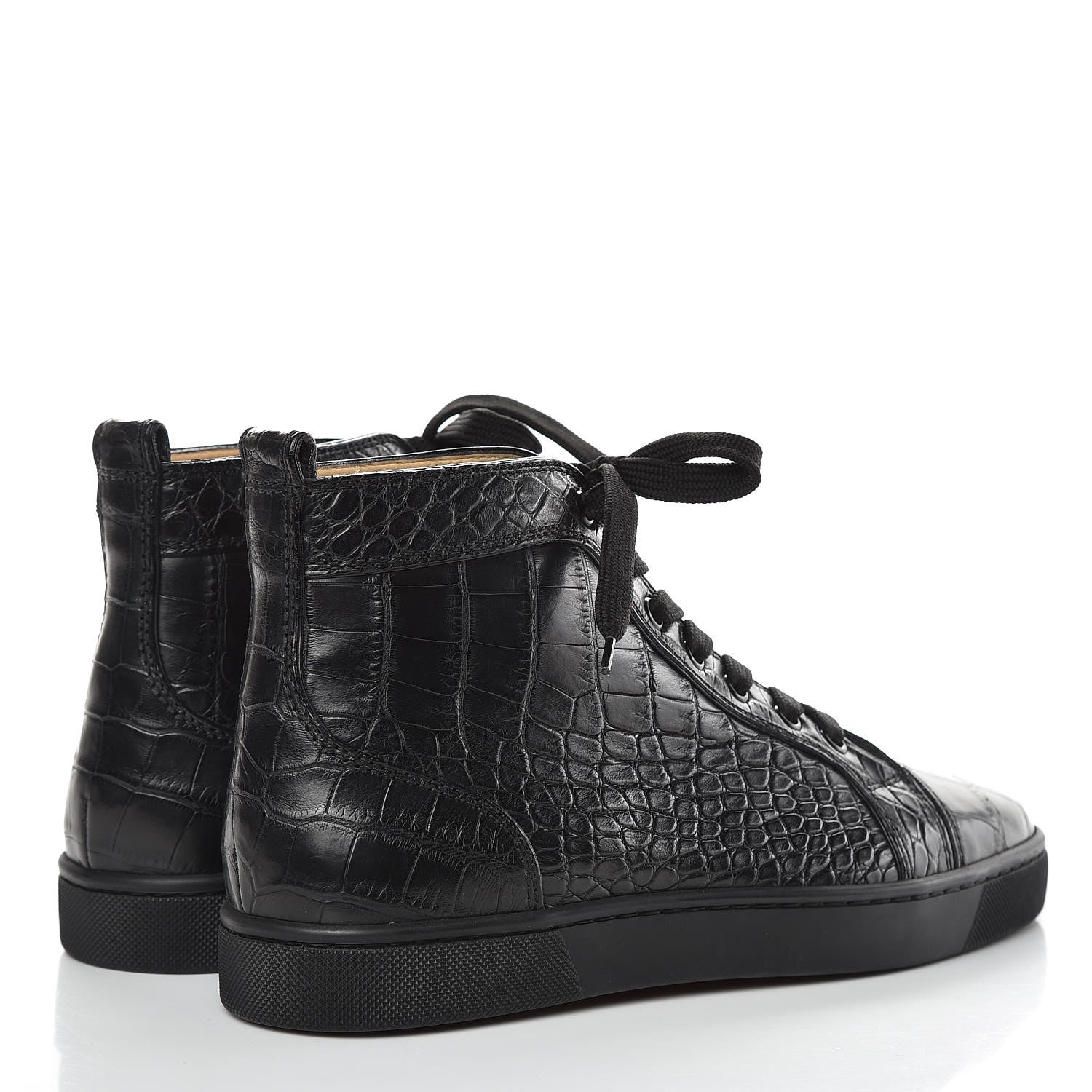 Christian Louboutin Matte Crocodile Mens Louis Flat Sneakers 40 Black 4 of 9