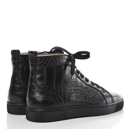 Christian Louboutin Matte Crocodile Mens Louis Flat Sneakers 40 Black 4 of 9