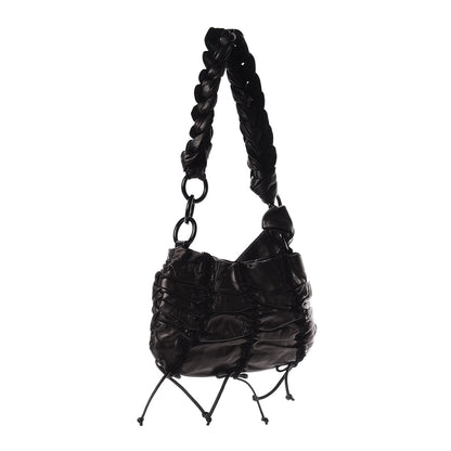 Prada Nappa Velvet Drawstring Shoulder Bag Black 3 of 9