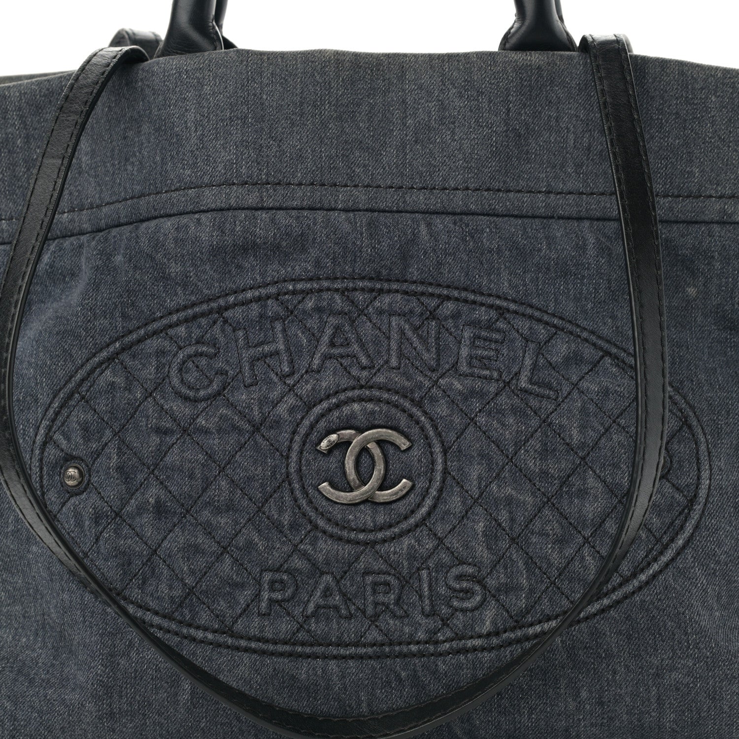 Chanel Denim CC Logo Tote Blue 8 of 10
