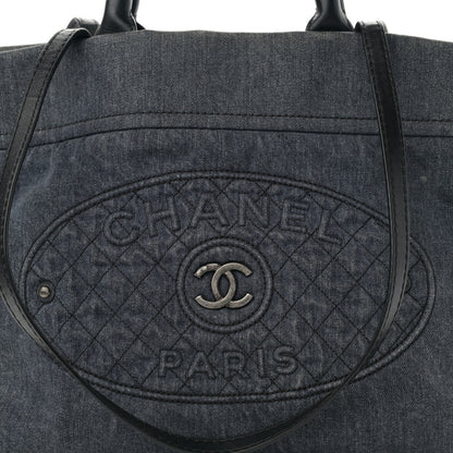 Chanel Denim CC Logo Tote Blue 8 of 10