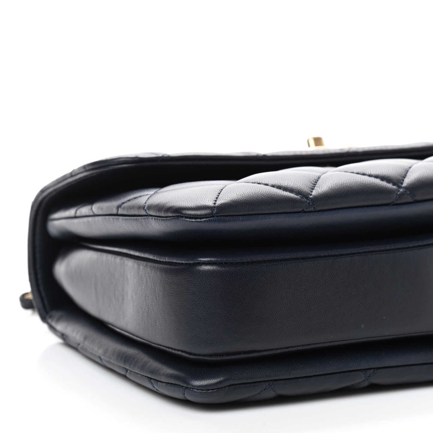 Lambskin Quilted Small Trendy CC Flap Dual Handle Bag Navy