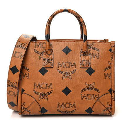 MCM Maxi Visetos Small Munchen Tote Cognac 1 of 9