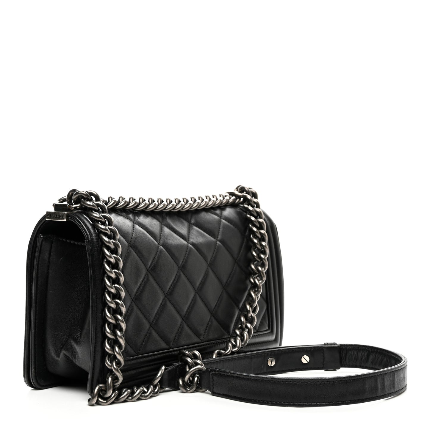 Calfskin Quilted Medium Boy Flap Black