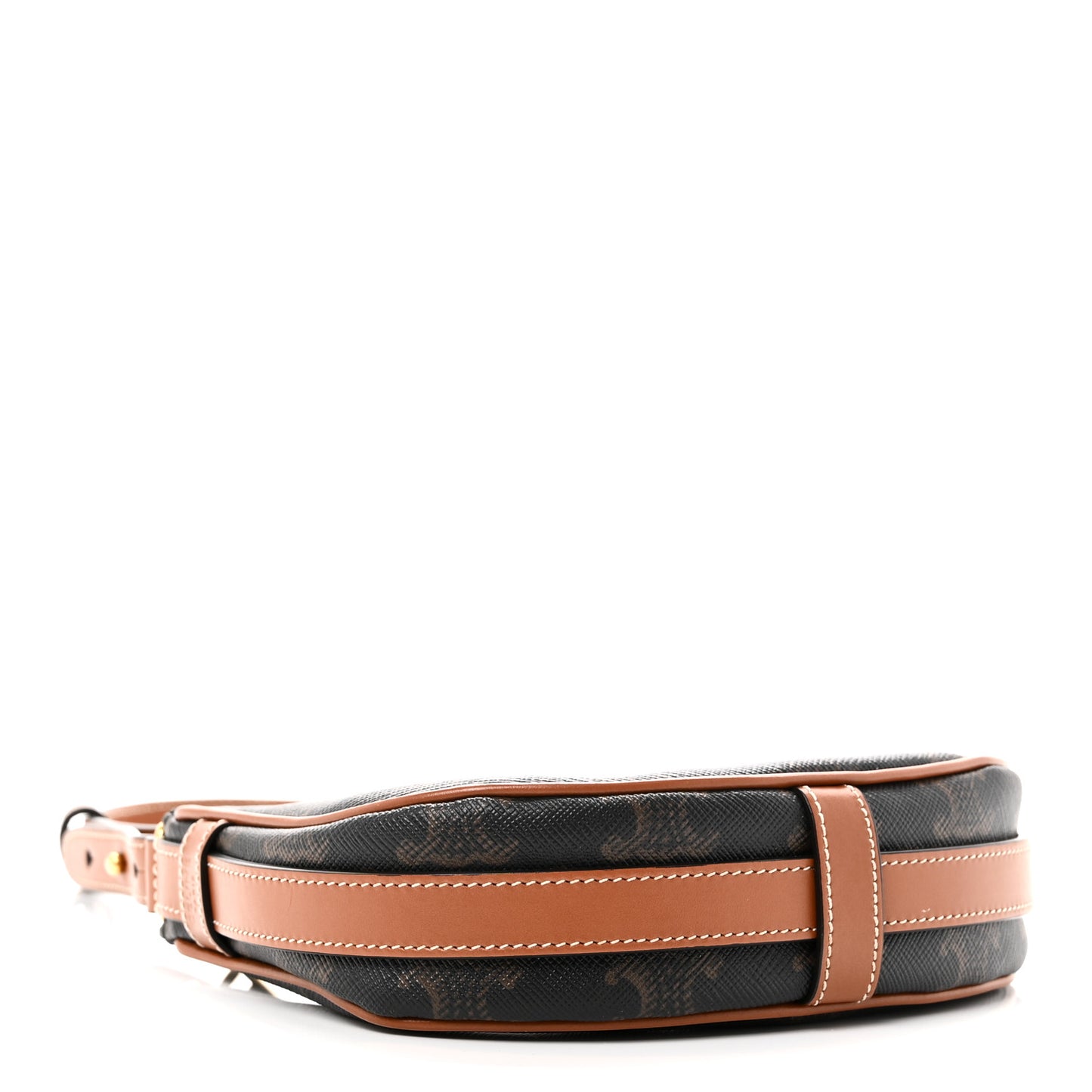 Canvas Calfskin Mini Ava Triomphe Shoulder Bag Tan
