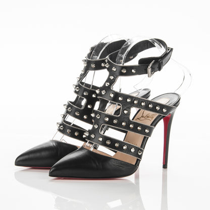 Christian Louboutin Kid Tchicaboum 100 Pumps 36 Black Silver 3 of 6