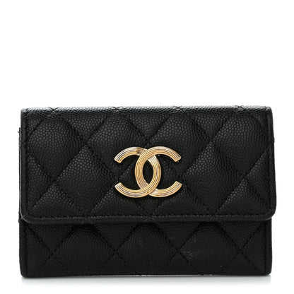 Chanel Caviar Quilted CC Racing Flag Flap Card Holder Black 1 of 8
