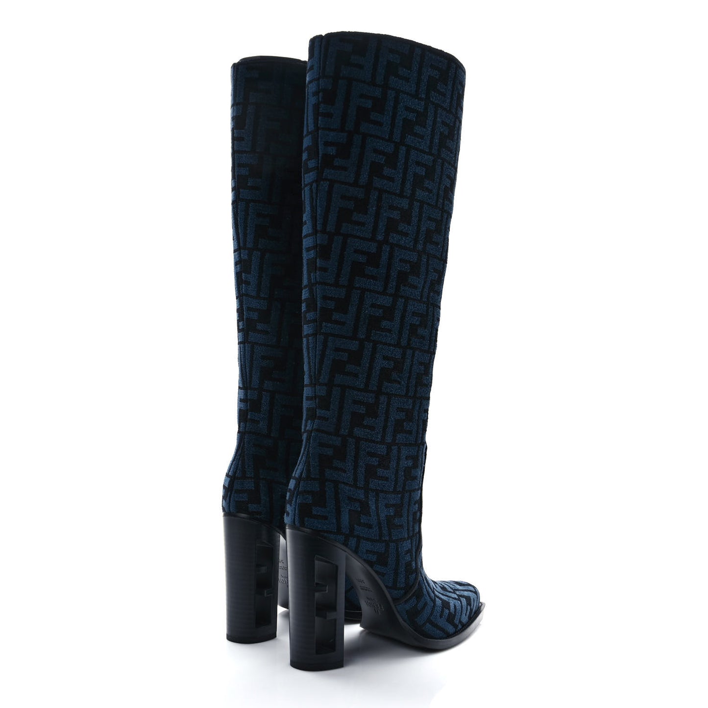 Chenille Jacquard FF 110mm Knee Boots 39.5 Black Blue