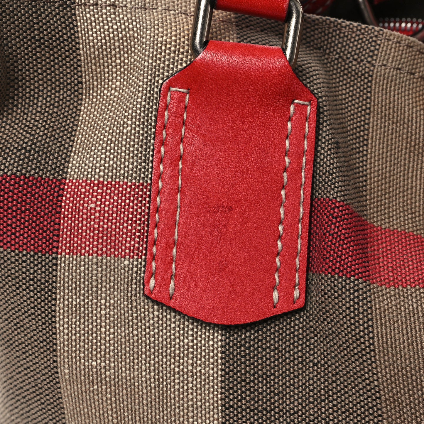 Canvas Mega Check Medium Tottenham Brit Tote Cadmium Red