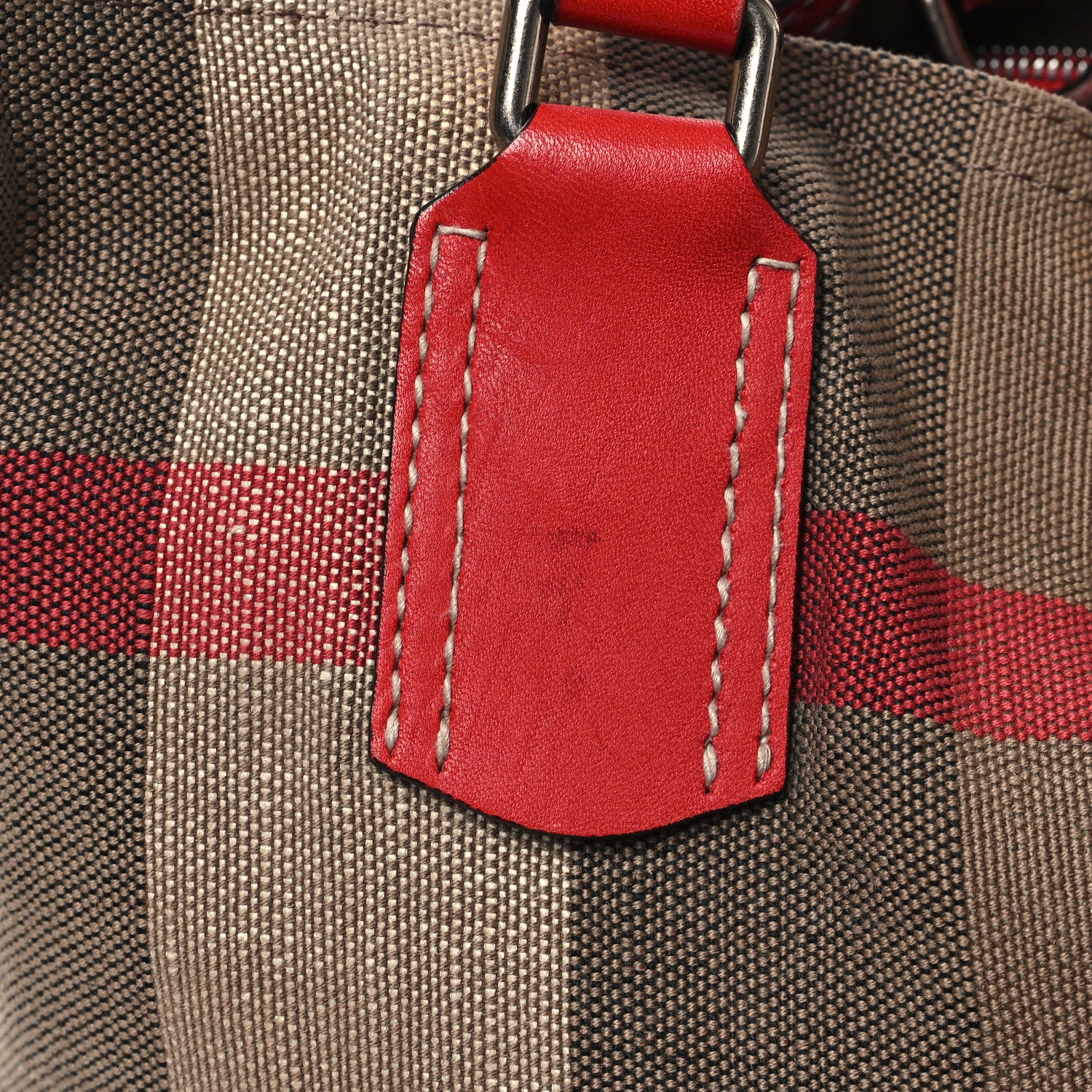 Burberry Canvas Mega Check Medium Tottenham Brit Tote Cadmium Red 12 of 13