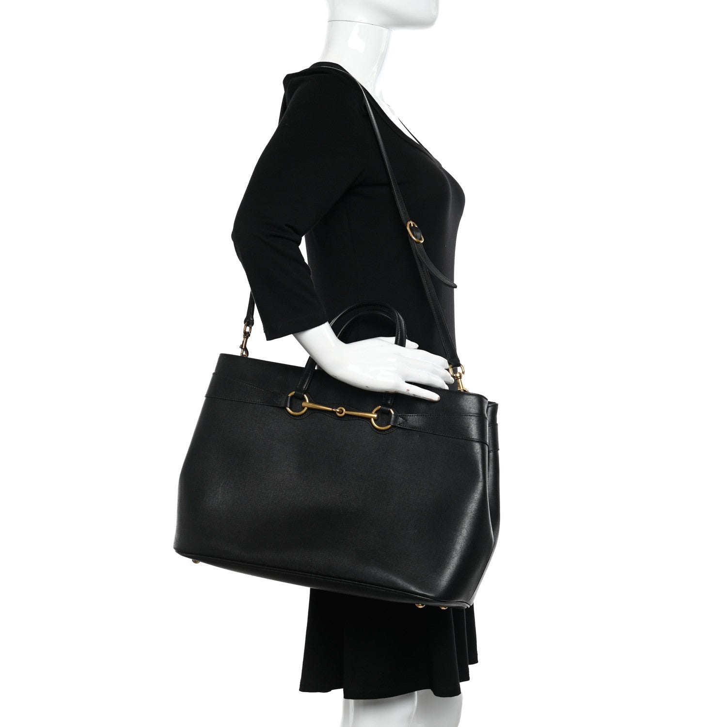 Gucci Textured Calfskin Large Bright Bit Tote Black 2 of 11