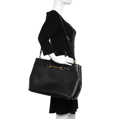 Gucci Textured Calfskin Large Bright Bit Tote Black 2 of 11