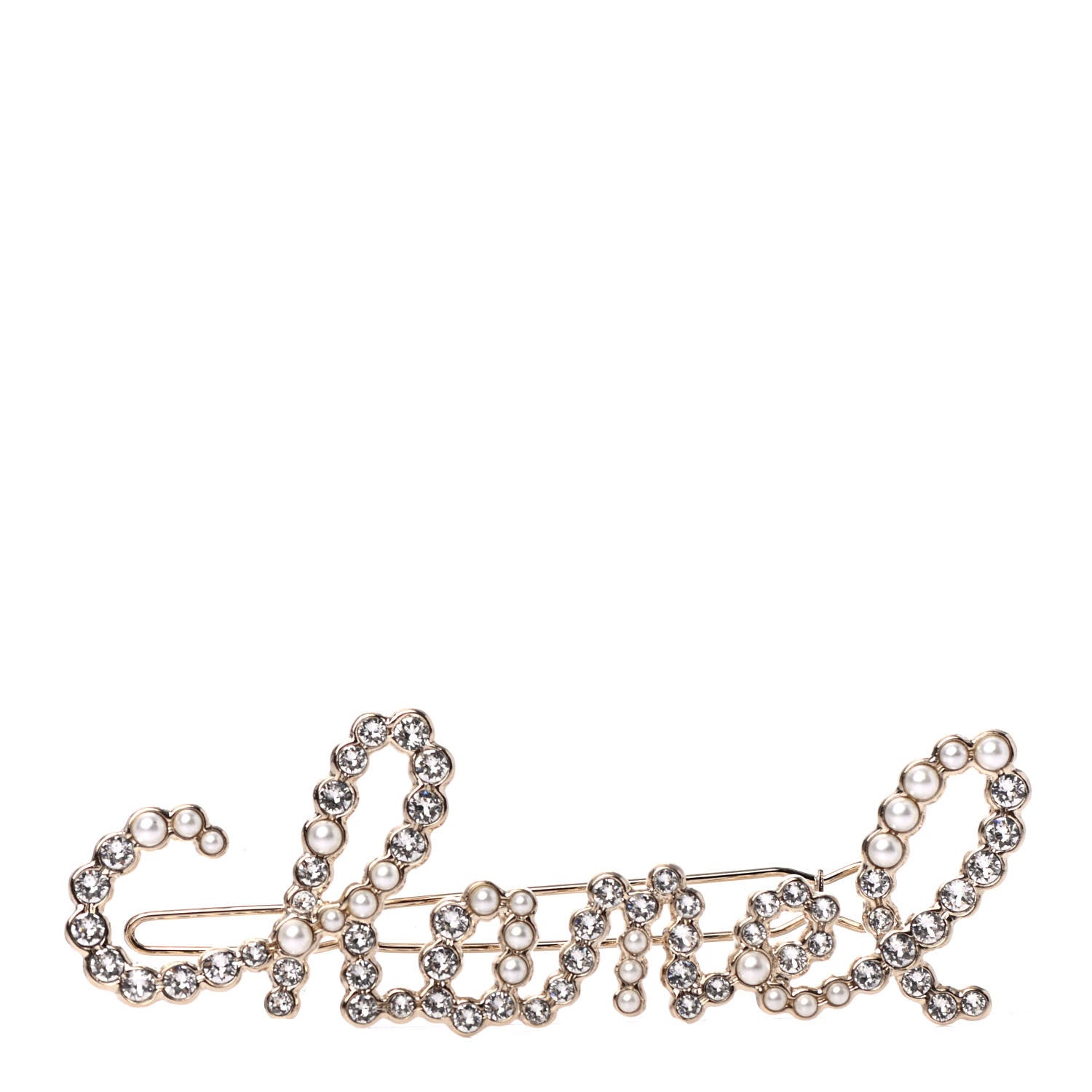 Chanel Metal Glass Swirling Pearls Hair Clip Gold 1 of 4