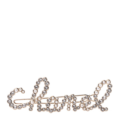 Chanel Metal Glass Swirling Pearls Hair Clip Gold 1 of 4