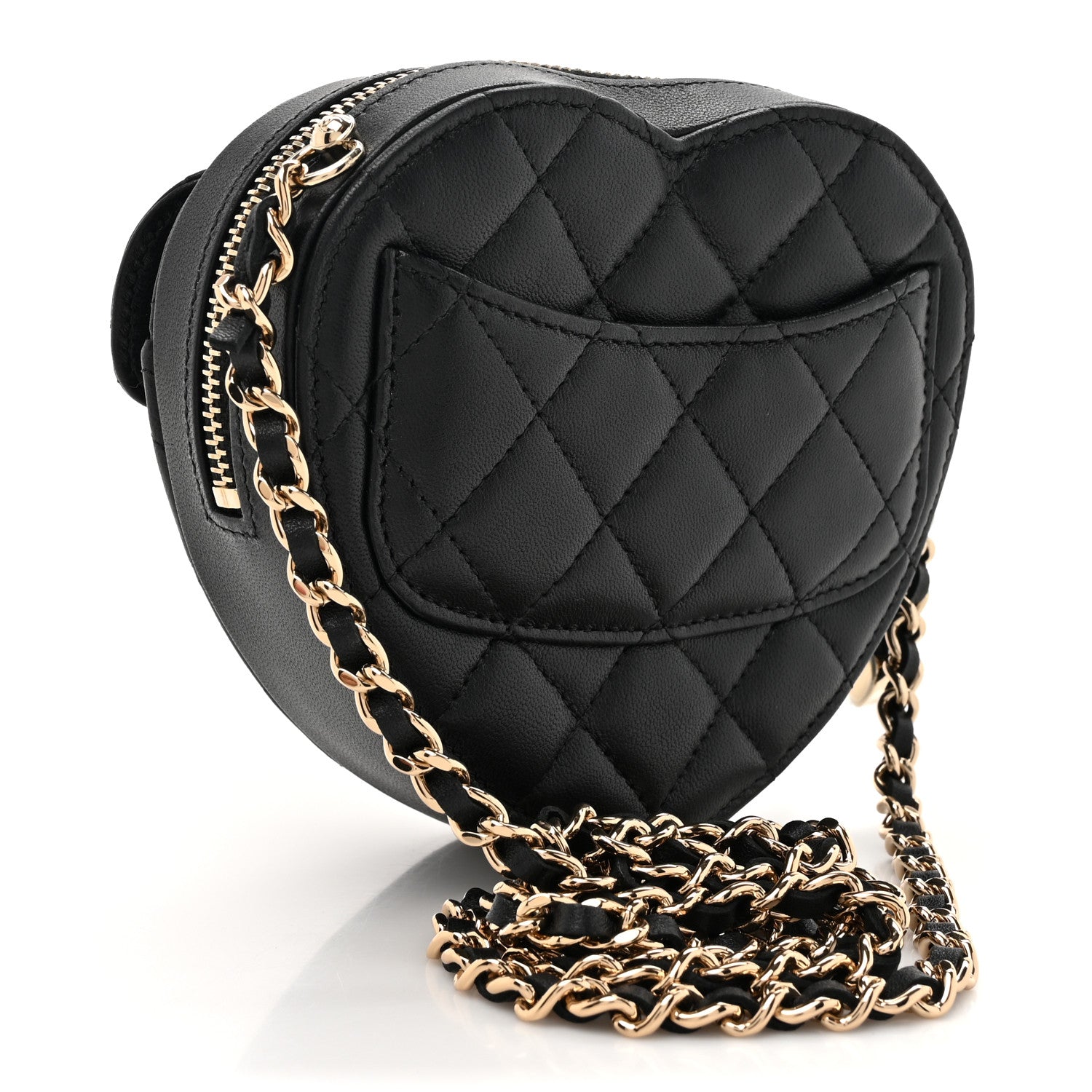 Chanel Lambskin Quilted CC In Love Heart Clutch With Chain Black 3 of 12