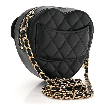 Chanel Lambskin Quilted CC In Love Heart Clutch With Chain Black 3 of 12