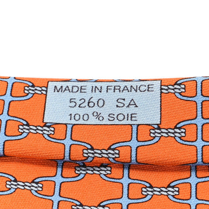 Hermes Printed Silk Mens Neck Tie Orange 4 of 5