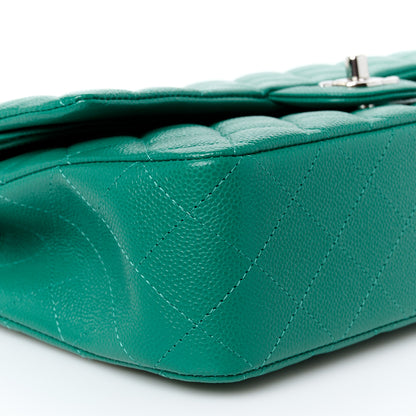 Chanel Caviar Quilted Medium Double Flap Green 10 of 12