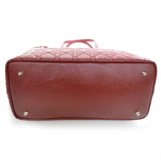 Coated Canvas Cannage Medium Panarea Tote Raspberry Red