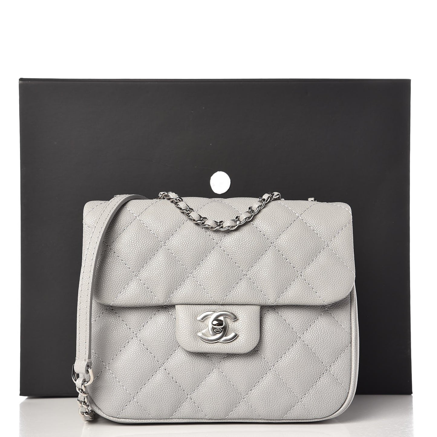 Caviar Quilted Small Urban Companion Flap Grey