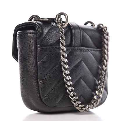Saint Laurent Sheepskin Matelasse Chevron Monogram Mini College Bag Black 3 of 8