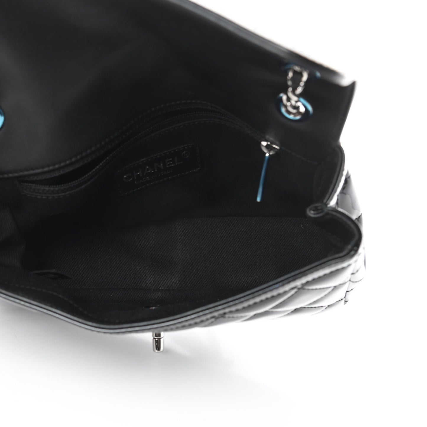 Patent Quilted Small Coco Shine Flap Black