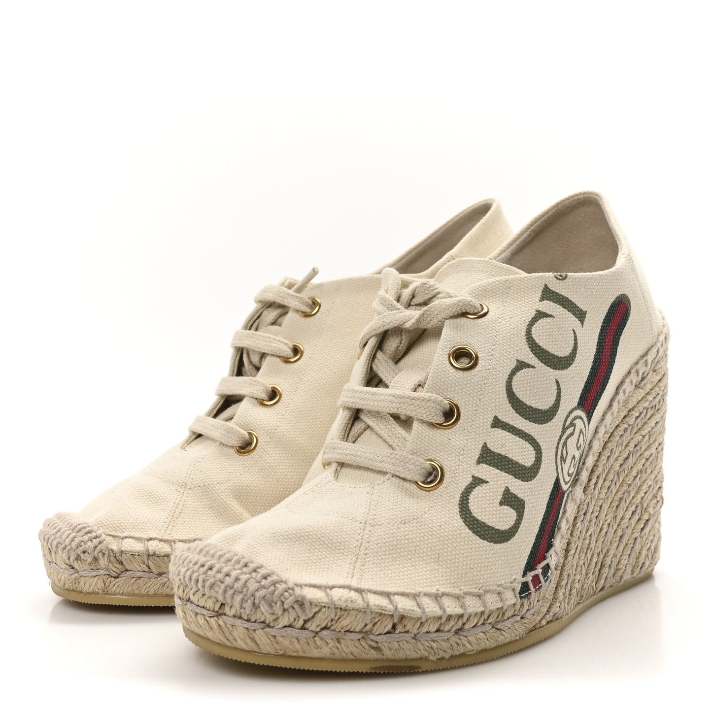 Canvas Logo Espadrille Wedge Sneakers 35 White