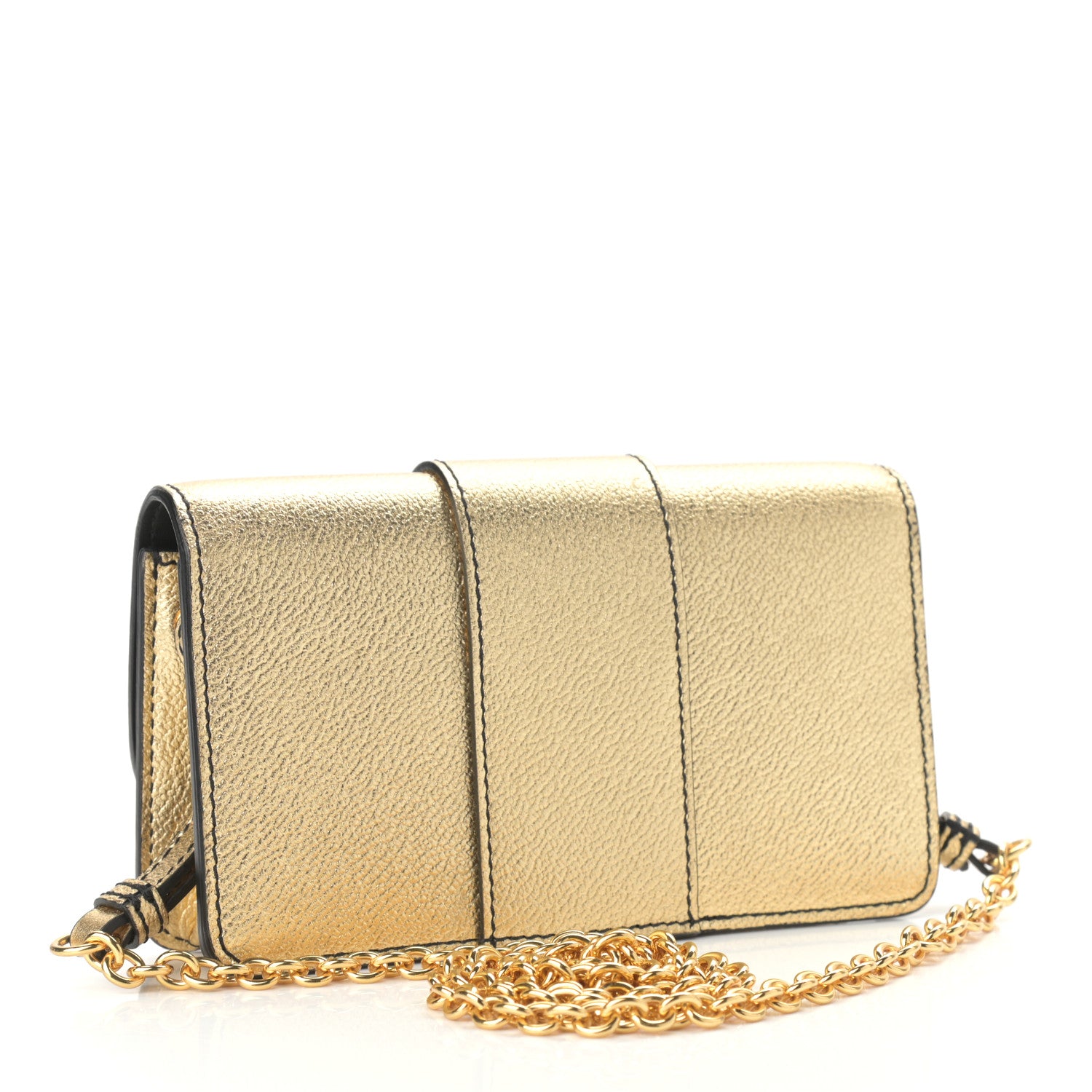 Burberry Metallic Soft Grain Calfskin Mini Phone Buckle Bag Gold 3 of 11