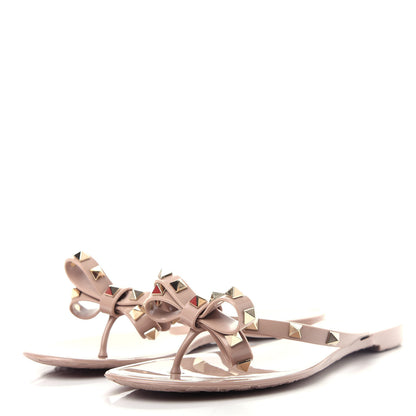 Valentino Garavani PVC Jelly Rockstud Bow Thong Sandals 39 Poudre 3 of 10