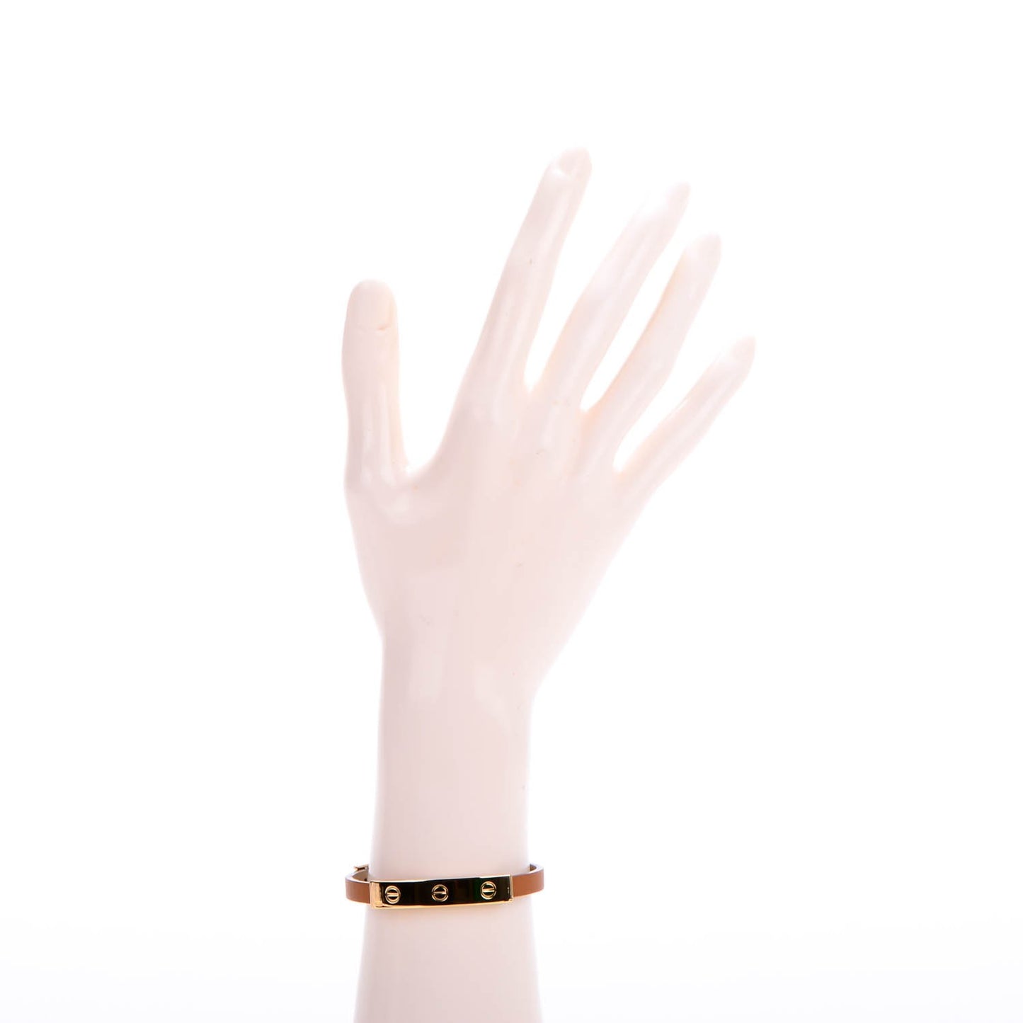 18K Yellow Gold Lambskin 3 Motif LOVE Bracelet Brown