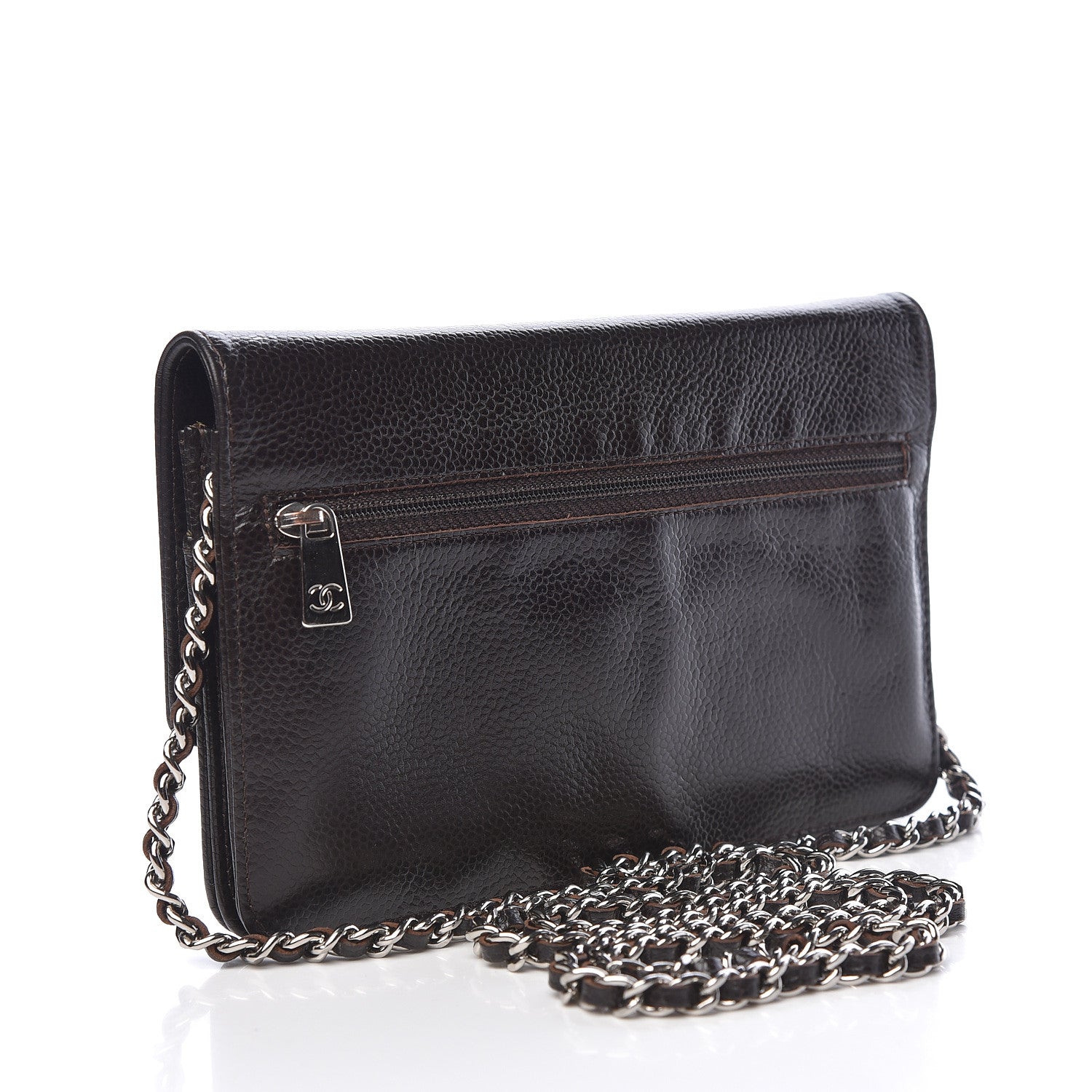 Chanel Caviar Timeless CC Wallet On Chain WOC Dark Brown 3 of 18