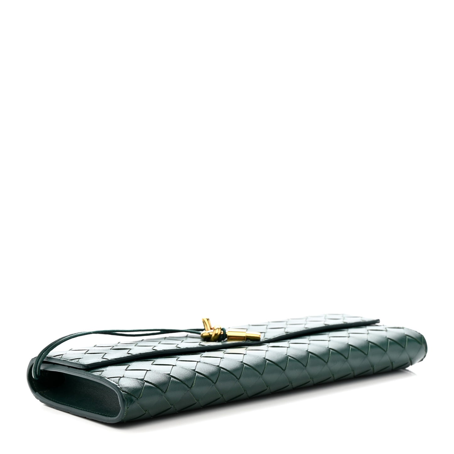 Nappa Intrecciato Long Andiamo Top Handle Clutch Emerald Green