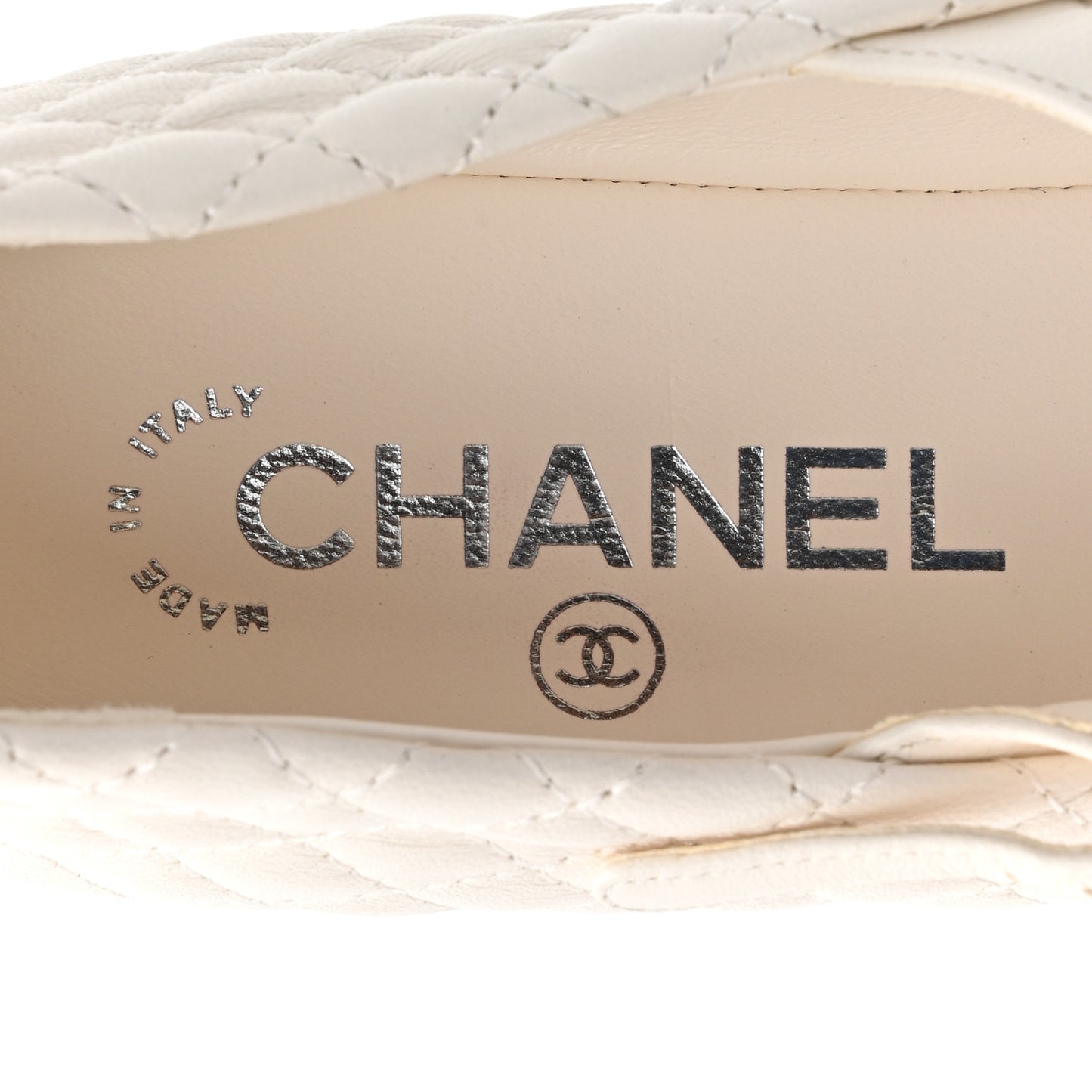 Lambskin Quilted Mary Jane Flats 39 White Black