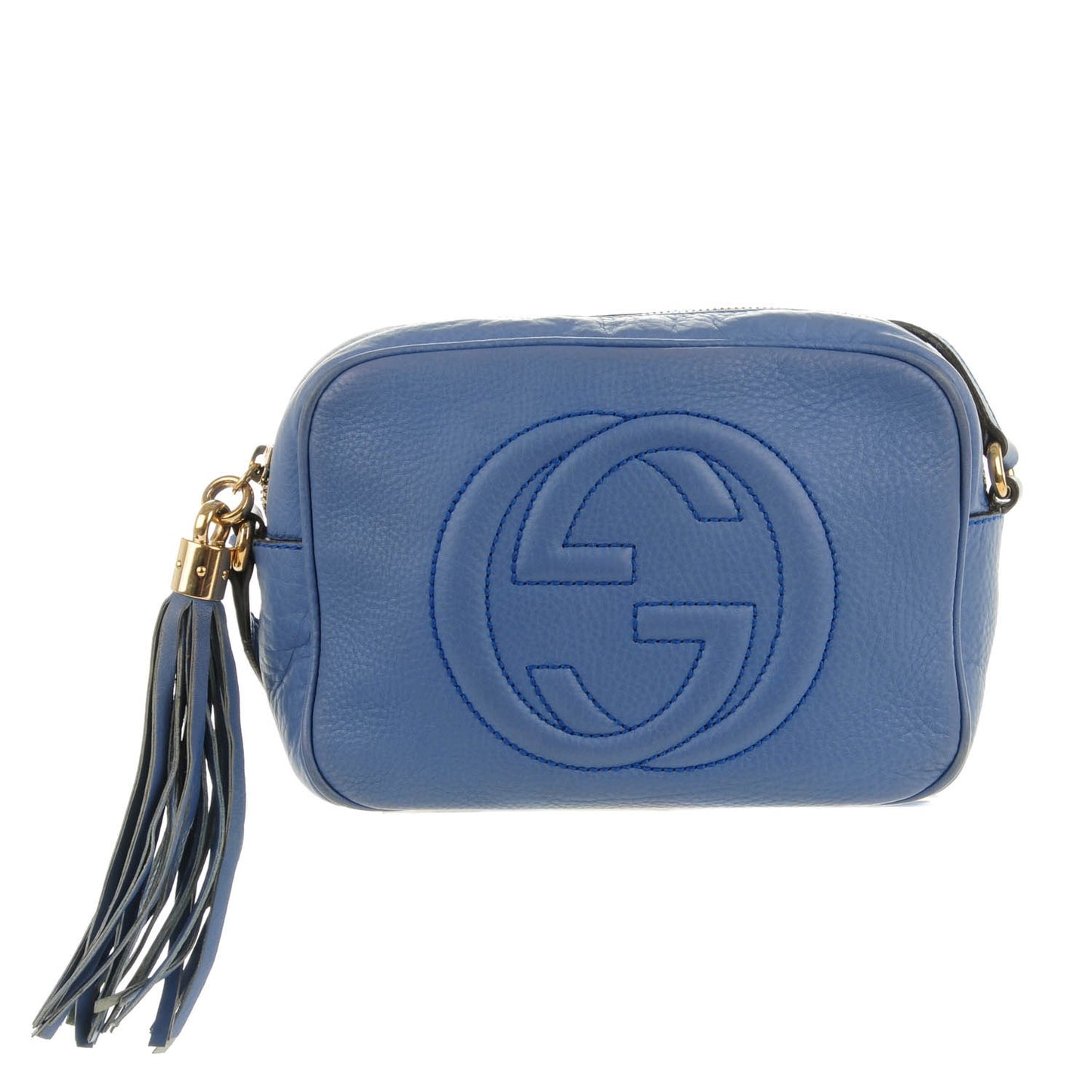 Pebbled Calfskin Small Soho Disco Bag Periwinkle